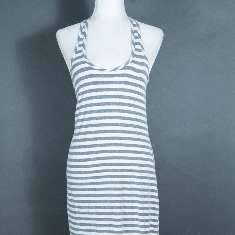 HardTail Gray/Whit Stripe Racerback Maxi Dress EUC